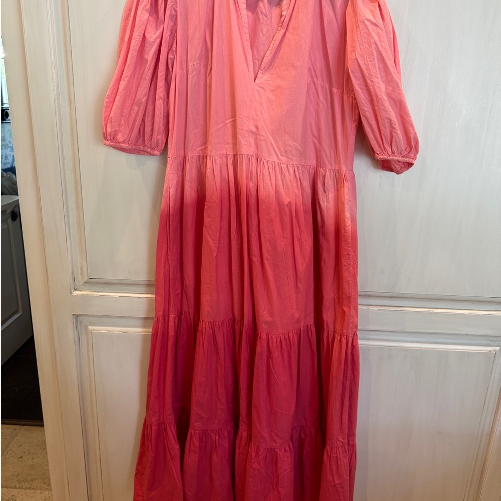 Oliphant Ombré Puff Sleeve V neck Maxi Size L - Picture 3 of 4